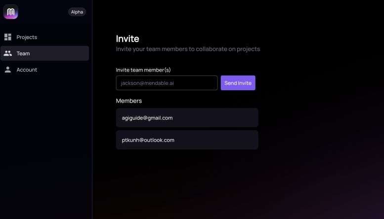 Invite team dashboard picture